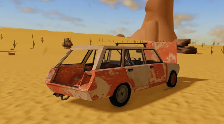 Official A desrt Roblox thumbnail showing the desert survival driving scene